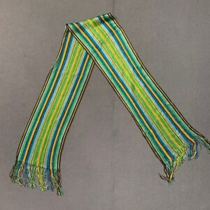 Women's Autumn‎ Scarf Striped Sparkle Green Blue Yellow Brown Fringe Fashion
